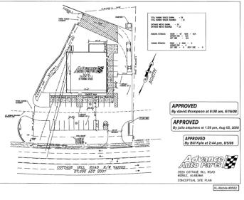 Site plan for Advance Auto Parts, Cottage Hill Road, Mobile, AL